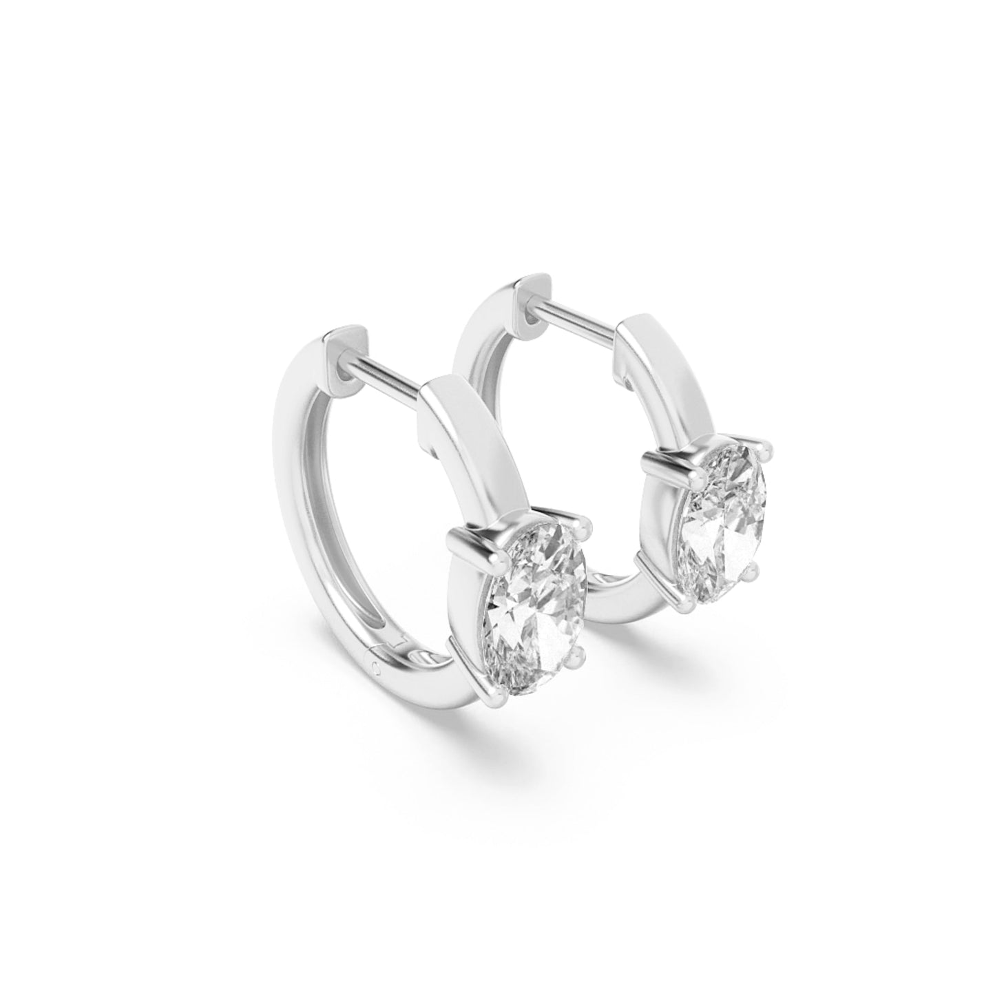 1.5Cttw Oval Shaped Lab Grown Diamond (F/VS) Solitaire Huggie Earrings in 14K Gold