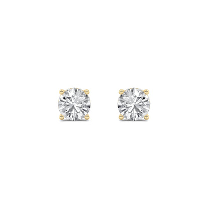 Round Shaped Lab Grown Diamond (F/VS) HiddenHalo Stud Earrings in 14K Gold