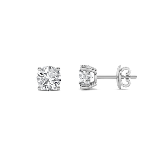 2Cttw Round Shaped Lab Grown Diamond (F/VS) HiddenHalo Stud Earrings in 14K Gold
