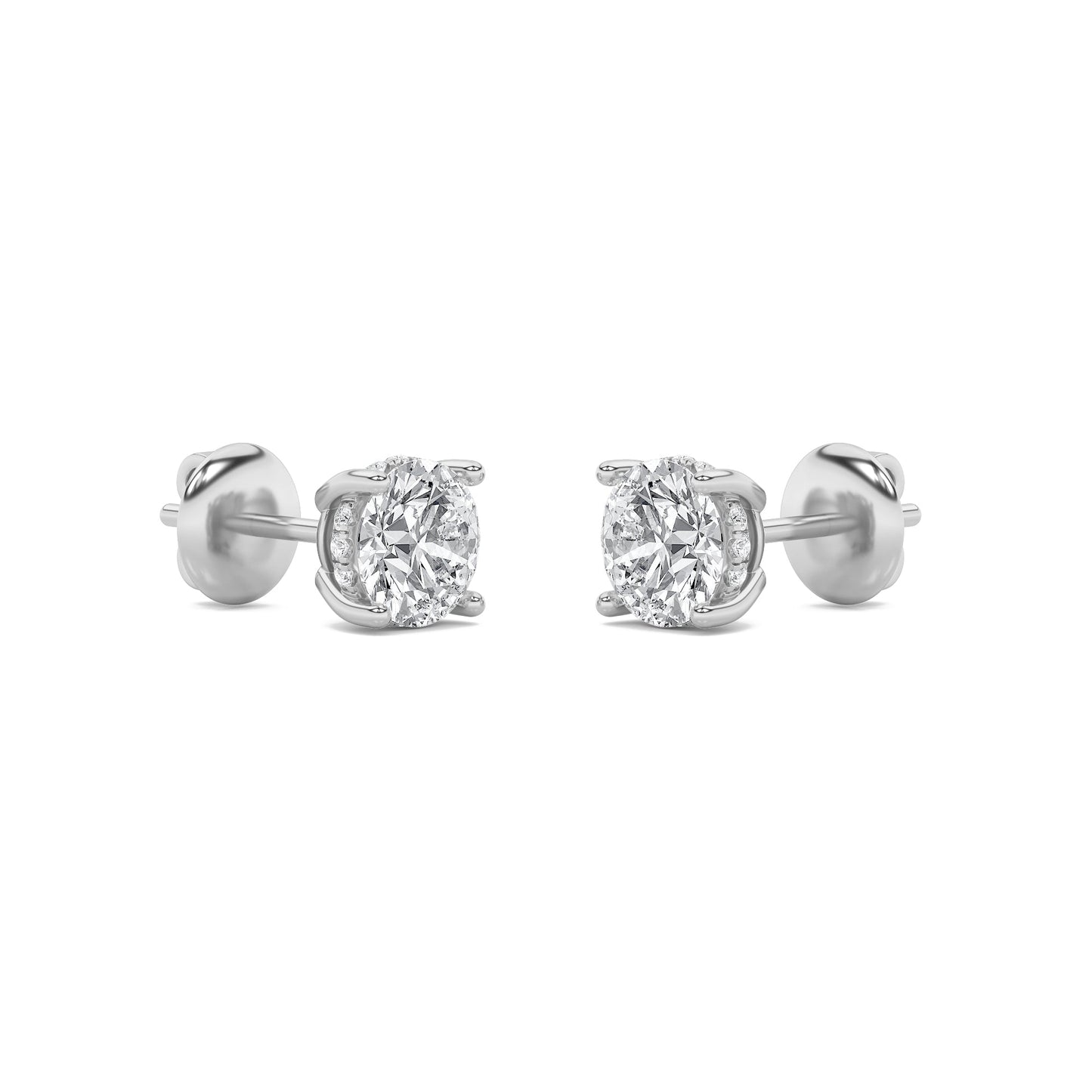 2Cttw Round Shaped Lab Grown Diamond (F/VS) HiddenHalo Stud Earrings in 14K Gold