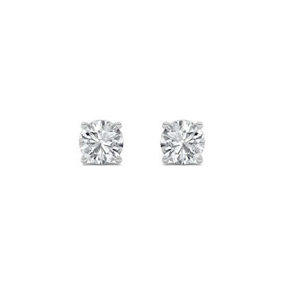 2Cttw Round Shaped Lab Grown Diamond (F/VS) HiddenHalo Stud Earrings in 14K Gold