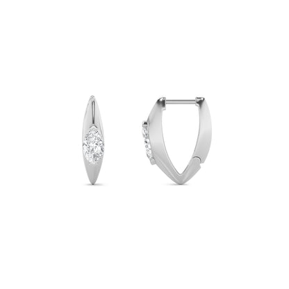 1Cttw Marquise Shaped Lab Grown Diamond (F/VS) Solitaire Huggie Earrings in 14K Gold