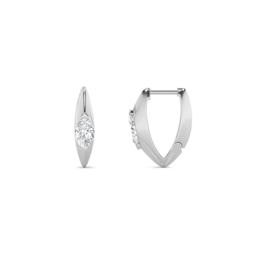 1Cttw Marquise Shaped Lab Grown Diamond (F/VS) Solitaire Huggie Earrings in 14K Gold
