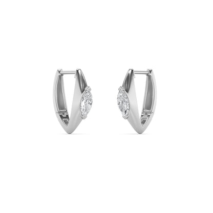 1Cttw Marquise Shaped Lab Grown Diamond (F/VS) Solitaire Huggie Earrings in 14K Gold
