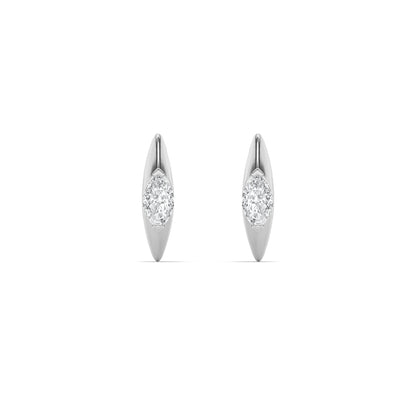 1Cttw Marquise Shaped Lab Grown Diamond (F/VS) Solitaire Huggie Earrings in 14K Gold