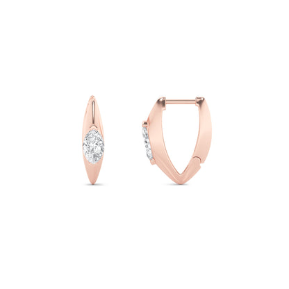1Cttw Marquise Shaped Lab Grown Diamond (F/VS) Solitaire Huggie Earrings in 14K Gold