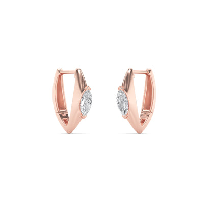 1Cttw Marquise Shaped Lab Grown Diamond (F/VS) Solitaire Huggie Earrings in 14K Gold