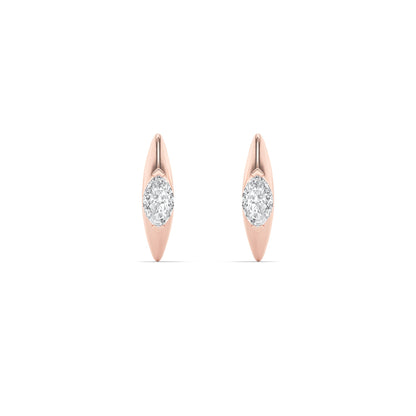 1Cttw Marquise Shaped Lab Grown Diamond (F/VS) Solitaire Huggie Earrings in 14K Gold