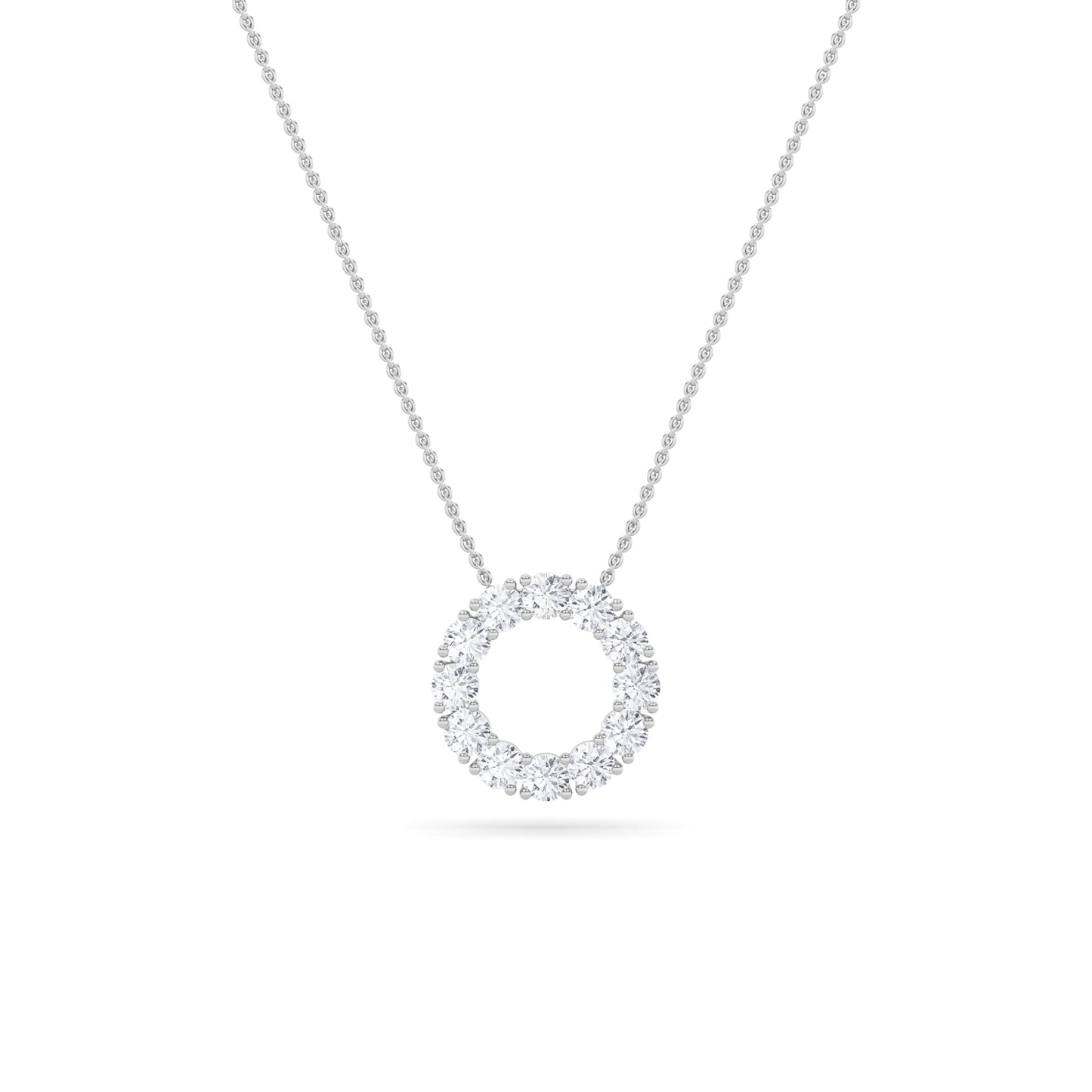 2.0 Ct Round (F/VS) Lab Grown Diamond Prong 14K White Gold Fancy Open Circle Pendant Necklace