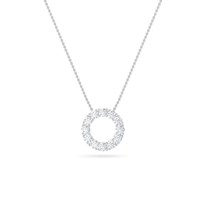 2.0 Ct Round (F/VS) Lab Grown Diamond Prong 14K White Gold Fancy Open Circle Pendant Necklace