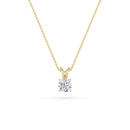 1.0-3.0ct Round Shaped Lab Grown Diamond (F/VS) Split Bale Solitaire Pendant in 14K Yellow Gold
