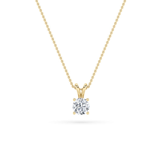 1.0-3.0ct Round Shaped Lab Grown Diamond (F/VS) Split Bale Solitaire Pendant in 14K Yellow Gold