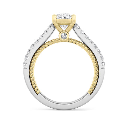 2 Ct Oval (F/VS) Lab Grown Diamond Prong 14K Two-Tone Gold Rope Design Accented Engagement Ring