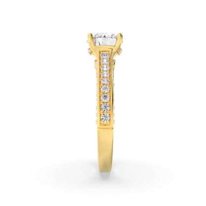 2 Ct Round (F/VS) Lab Grown Diamond Prong 14K Yellow Gold Accented Engagement Ring