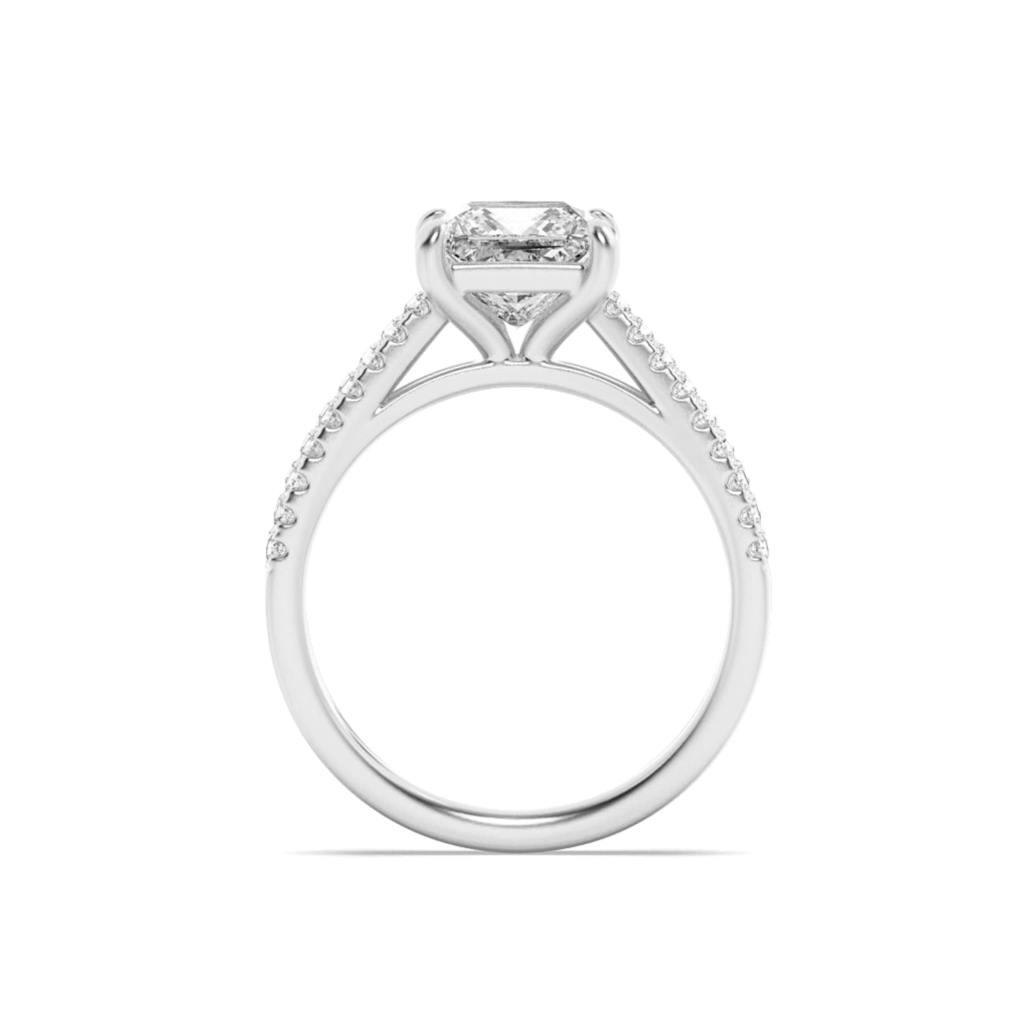 2Cttw Princess Shaped Lab Grown Diamond (F/VS) Cross Shank Accented Engagement Ring in 14K Gold