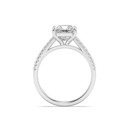 2Cttw Princess Shaped Lab Grown Diamond (F/VS) Cross Shank Accented Engagement Ring in 14K Gold