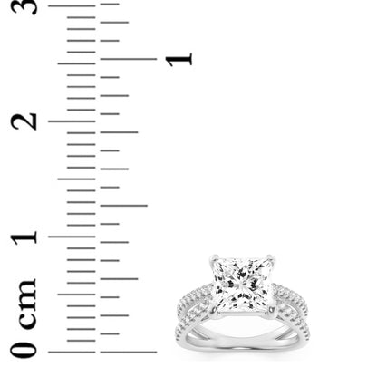 2Cttw Princess Shaped Lab Grown Diamond (F/VS) Cross Shank Accented Engagement Ring in 14K Gold