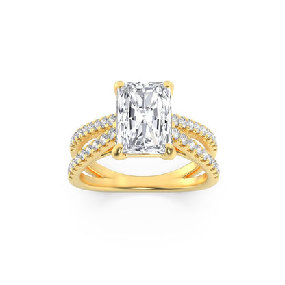 2Cttw Radiant Shaped Lab Grown Diamond (F/VS) Engagement Ring in 14K Gold