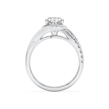 2Cttw Oval Shaped Lab Grown Diamond (G/VS) Swirl Shank Accented Engagement Ring in 14K Gold