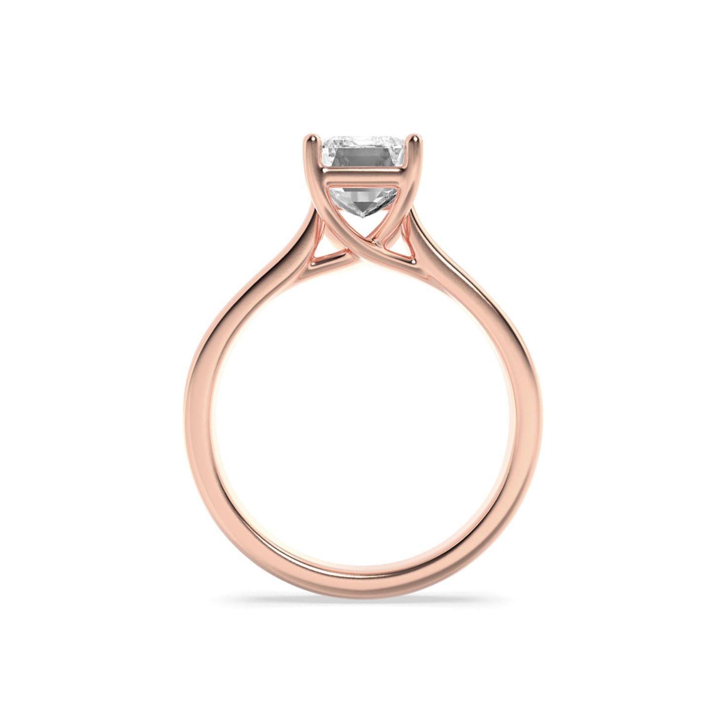 2Cttw Emerald Shaped Lab Grown Diamond (F/VS) Plain Cathedral Trellis Shank Solitaire Engagement Ring in 14K Gold