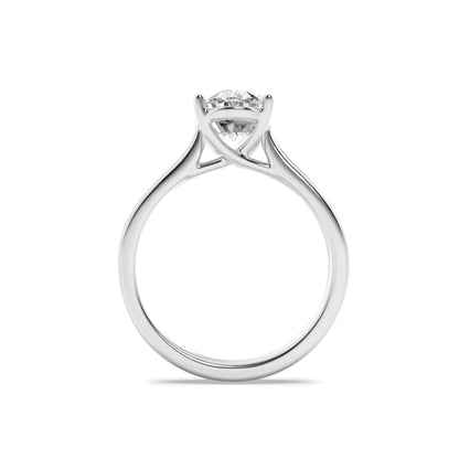 2Cttw Oval Shaped Lab Grown Diamond (F/VS) Plain Cathedral Trellis Shank Solitaire Engagement Ring in 14K Gold