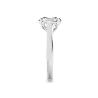2Cttw Oval Shaped Lab Grown Diamond (F/VS) Plain Cathedral Trellis Shank Solitaire Engagement Ring in 14K Gold
