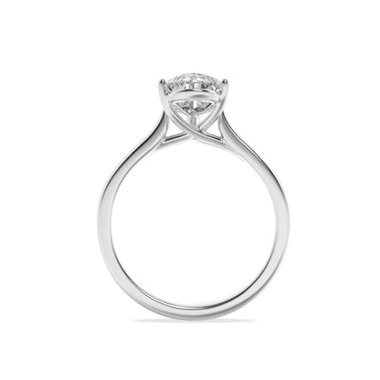2Cttw Pear Shaped Lab Grown Diamond (F/VS) Plain Cathedral Trellis Shank Solitaire Engagement Ring in 14K Gold