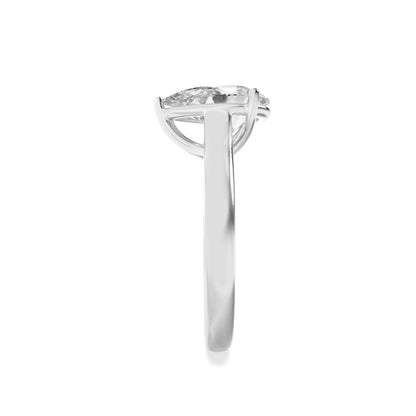 2Cttw Pear Shaped Lab Grown Diamond (F/VS) Plain Cathedral Trellis Shank Solitaire Engagement Ring in 14K Gold