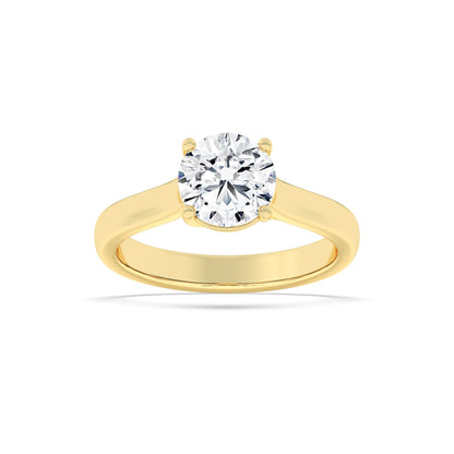 2Cttw Round Shaped Lab Grown Diamond (F/VS) Plain Cathedral Trellis Shank Solitaire Engagement Ringin 14K Gold