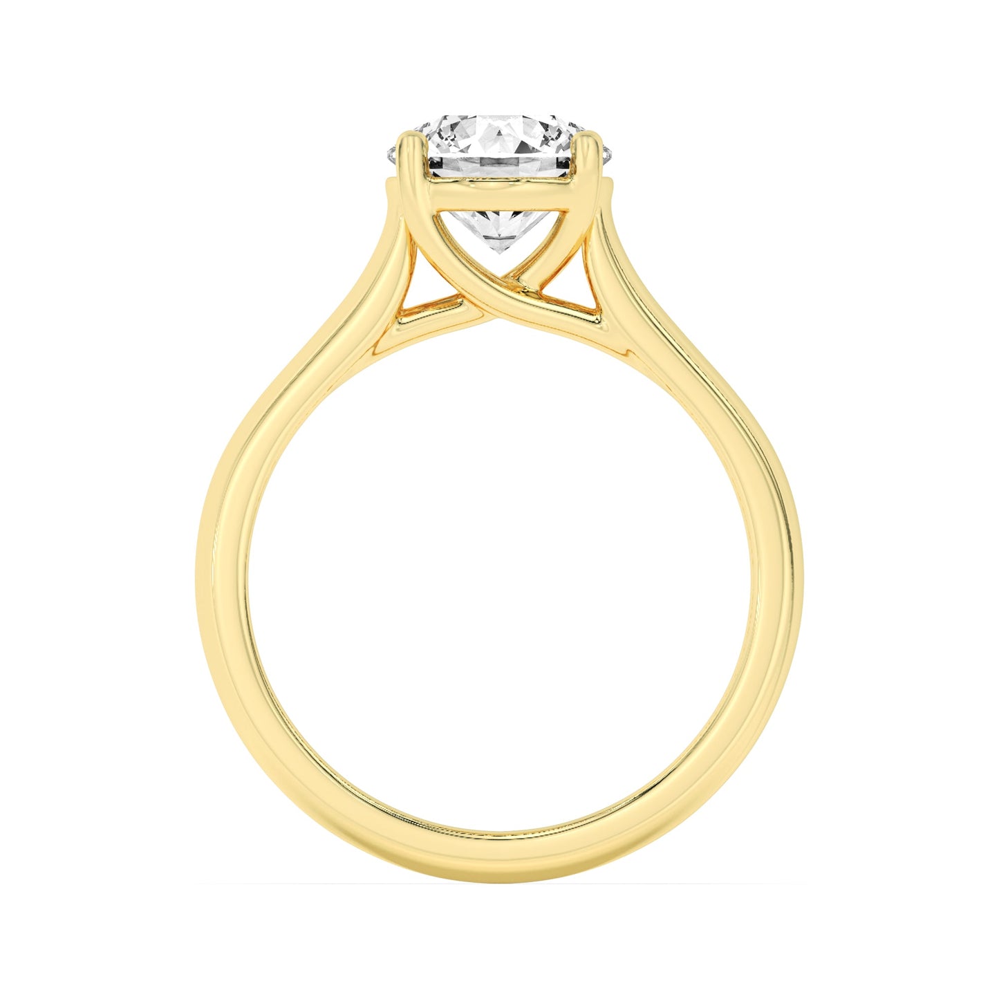 2Cttw Round Shaped Lab Grown Diamond (F/VS) Plain Cathedral Trellis Shank Solitaire Engagement Ringin 14K Gold