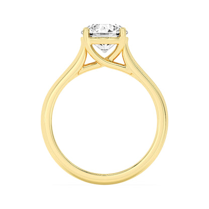 2Cttw Round Shaped Lab Grown Diamond (F/VS) Plain Cathedral Trellis Shank Solitaire Engagement Ringin 14K Gold