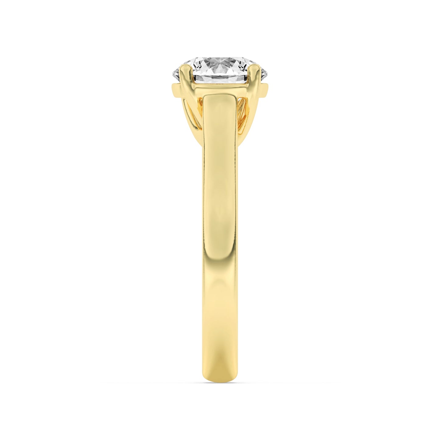 2Cttw Round Shaped Lab Grown Diamond (F/VS) Plain Cathedral Trellis Shank Solitaire Engagement Ringin 14K Gold