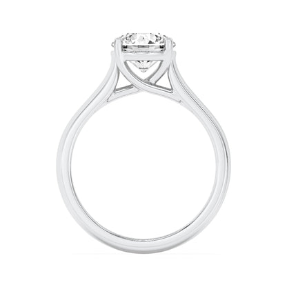 2.5Cttw Round Shaped Lab Grown Diamond (F/VS) Plain Cathedral Trellis Shank Solitaire Engagement Ring in 14K Gold