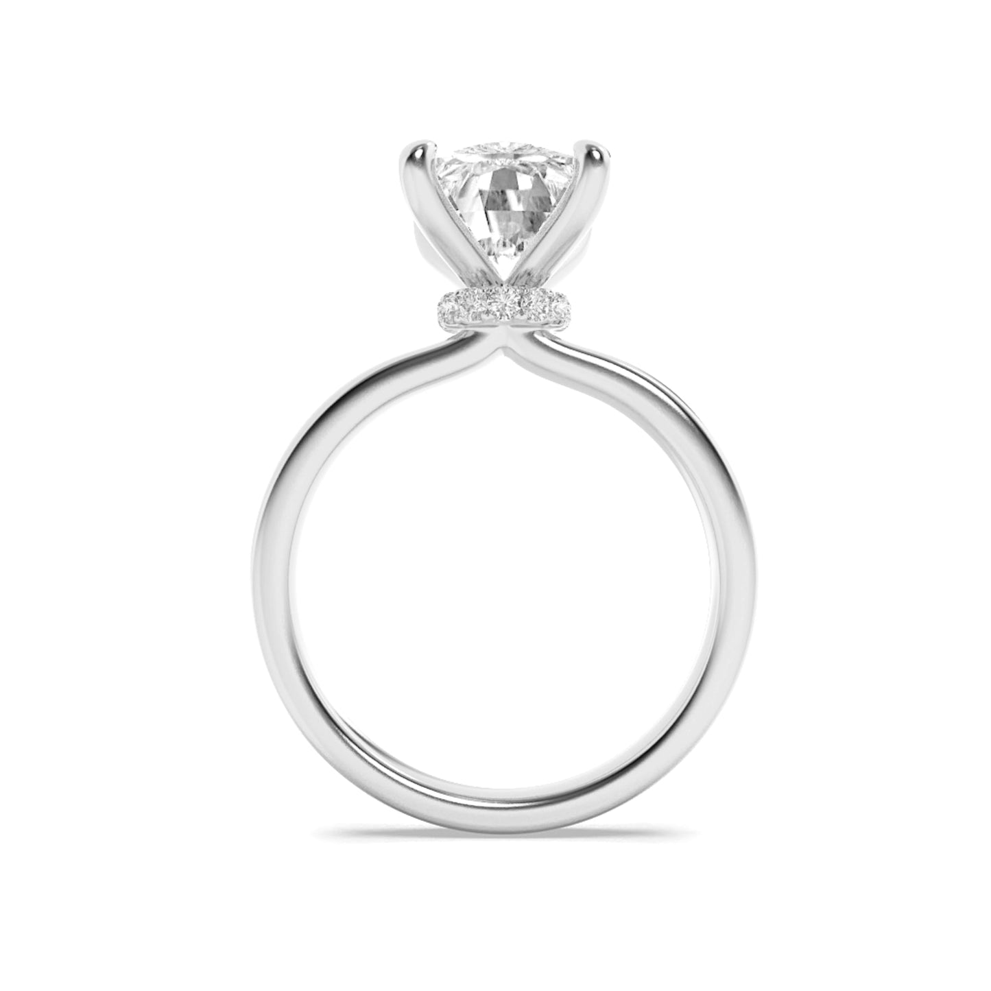 2Cttw Elongated Cushion Shaped Lab Grown Diamond (F/VS) Hidden Halo Plain Shank Engagement Ring in 14K Gold