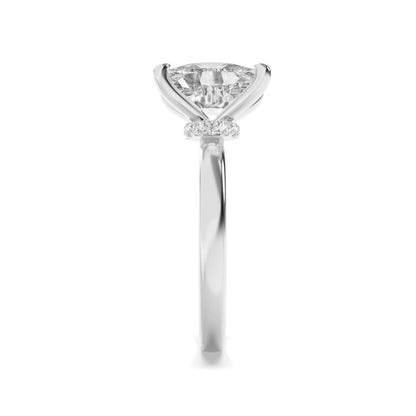 2Cttw Elongated Cushion Shaped Lab Grown Diamond (F/VS) Hidden Halo Plain Shank Engagement Ring in 14K Gold