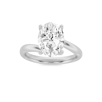 2Cttw Oval Shaped Lab Grown Diamond (F/VS) Bypass Shank Engagement Ring in 14K Gold