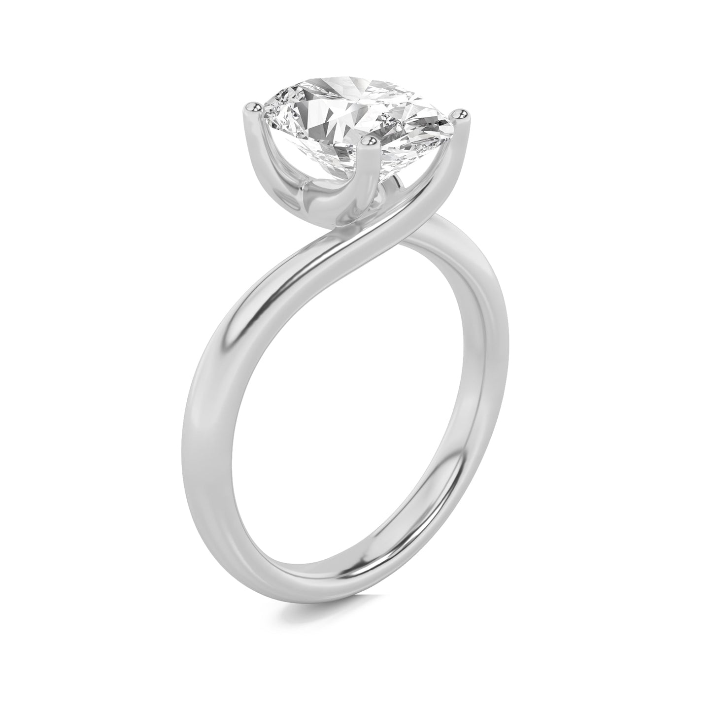 2Cttw Oval Shaped Lab Grown Diamond (F/VS) Bypass Shank Engagement Ring in 14K Gold