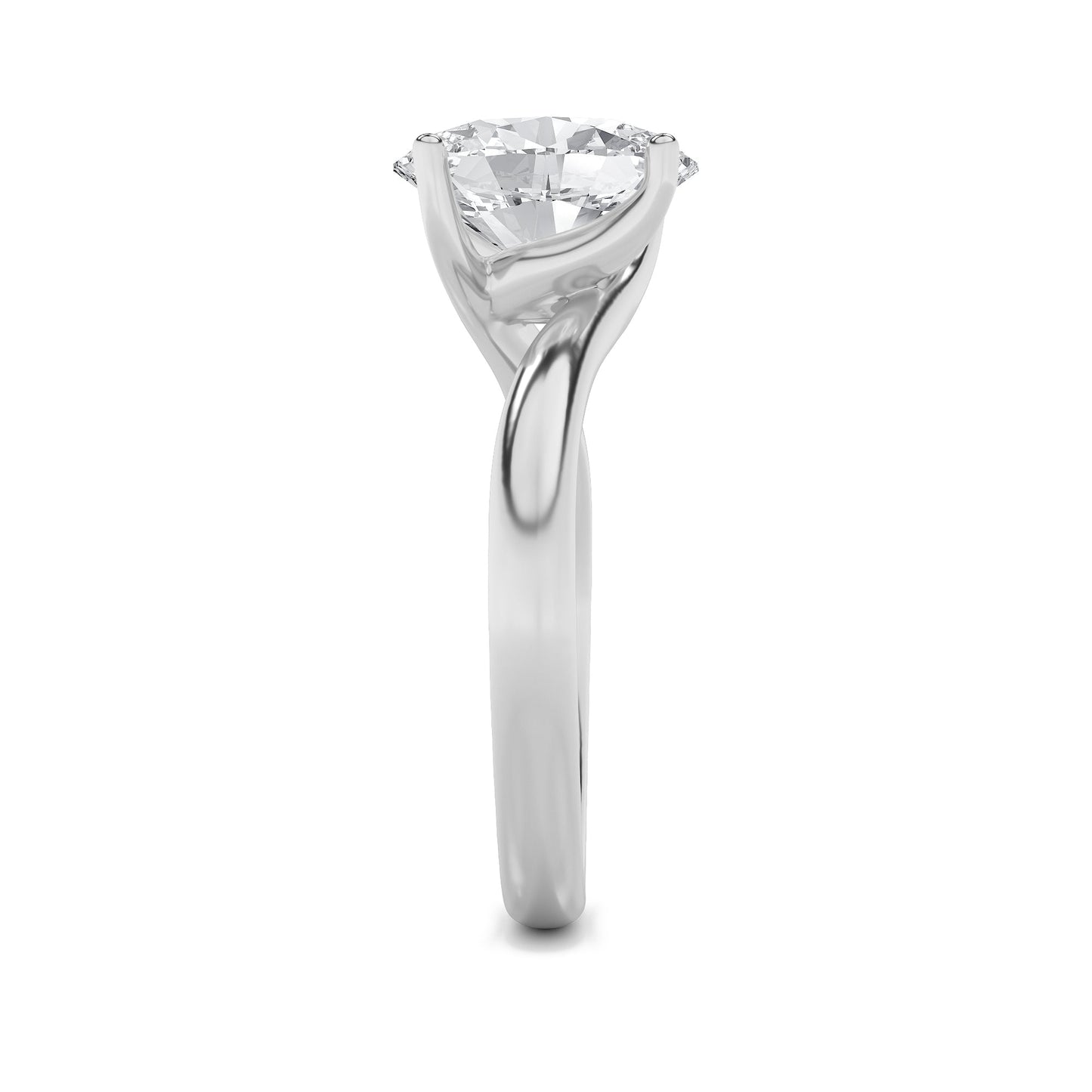 2Cttw Oval Shaped Lab Grown Diamond (F/VS) Bypass Shank Engagement Ring in 14K Gold