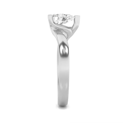 1Cttw Pear Shaped Lab Grown Diamond (F/VS) Bypass Shank Engagement Ring in 14K Gold