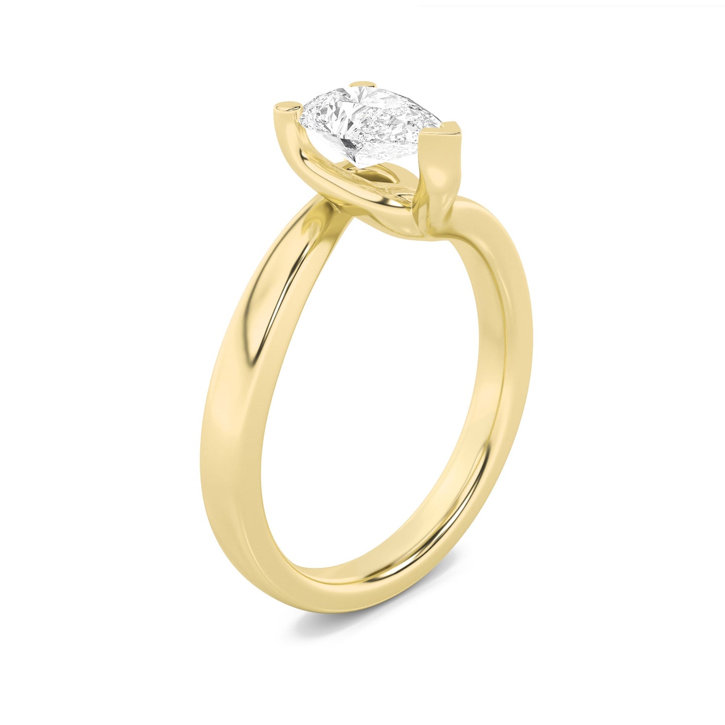 1Cttw Pear Shaped Lab Grown Diamond (F/VS) Bypass Shank Engagement Ring in 14K Gold