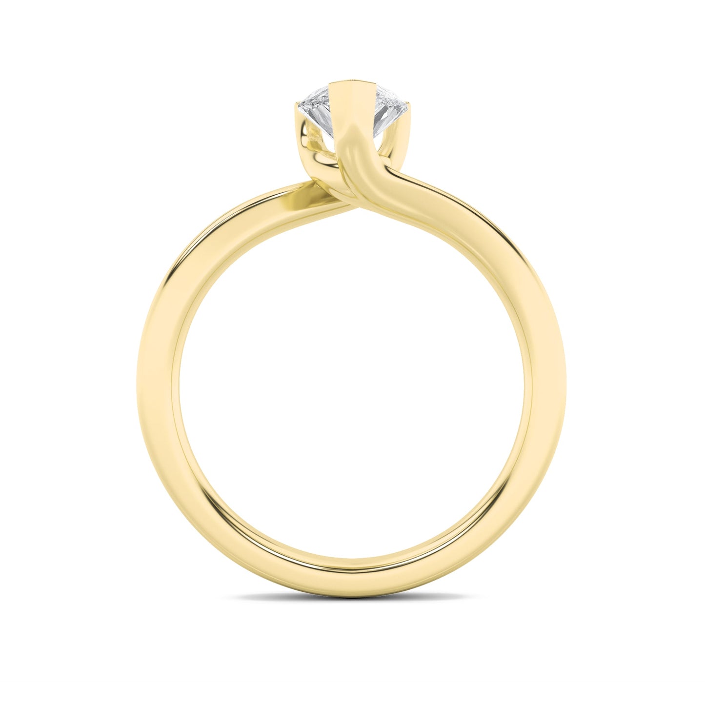 1Cttw Pear Shaped Lab Grown Diamond (F/VS) Bypass Shank Engagement Ring in 14K Gold