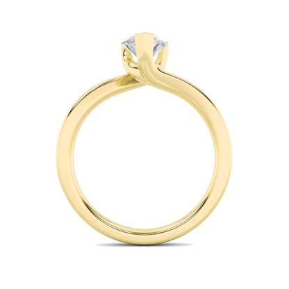 1Cttw Pear Shaped Lab Grown Diamond (F/VS) Bypass Shank Engagement Ring in 14K Gold