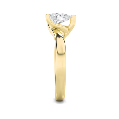 1Cttw Pear Shaped Lab Grown Diamond (F/VS) Bypass Shank Engagement Ring in 14K Gold