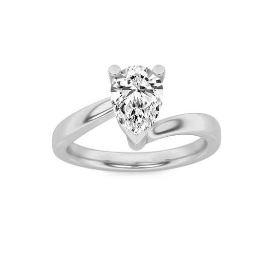 2Cttw Pear Shaped Lab Grown Diamond (F/VS) Bypass Shank Engagement Ring in 14K Gold
