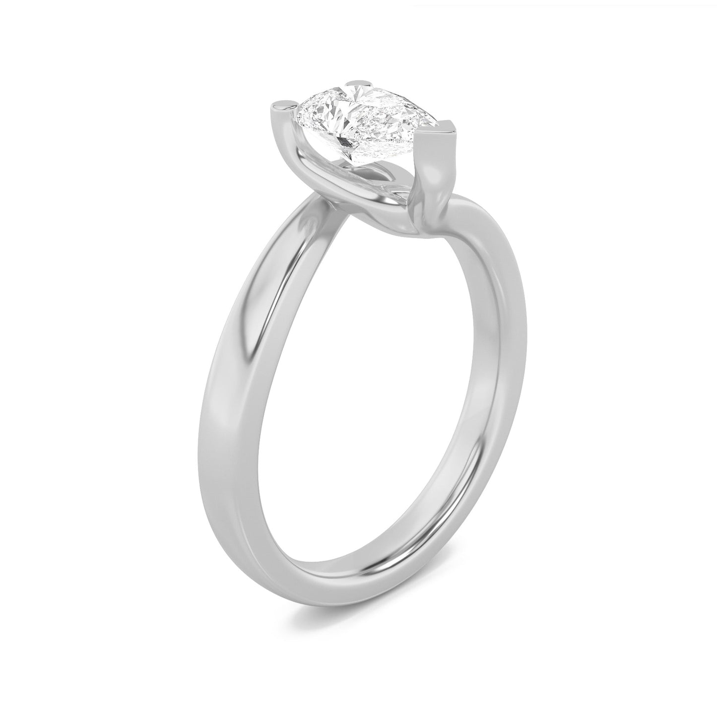 2Cttw Pear Shaped Lab Grown Diamond (F/VS) Bypass Shank Engagement Ring in 14K Gold