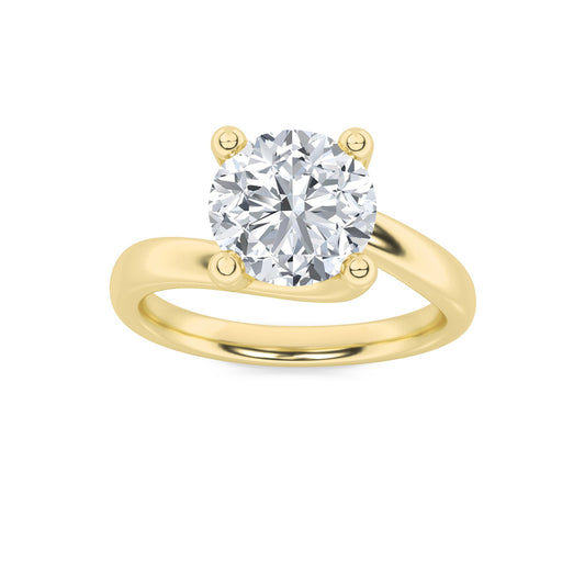 2Cttw Round Shaped Lab Grown Diamond (F/VS) BypassShank Engagement Ring in 14K Gold