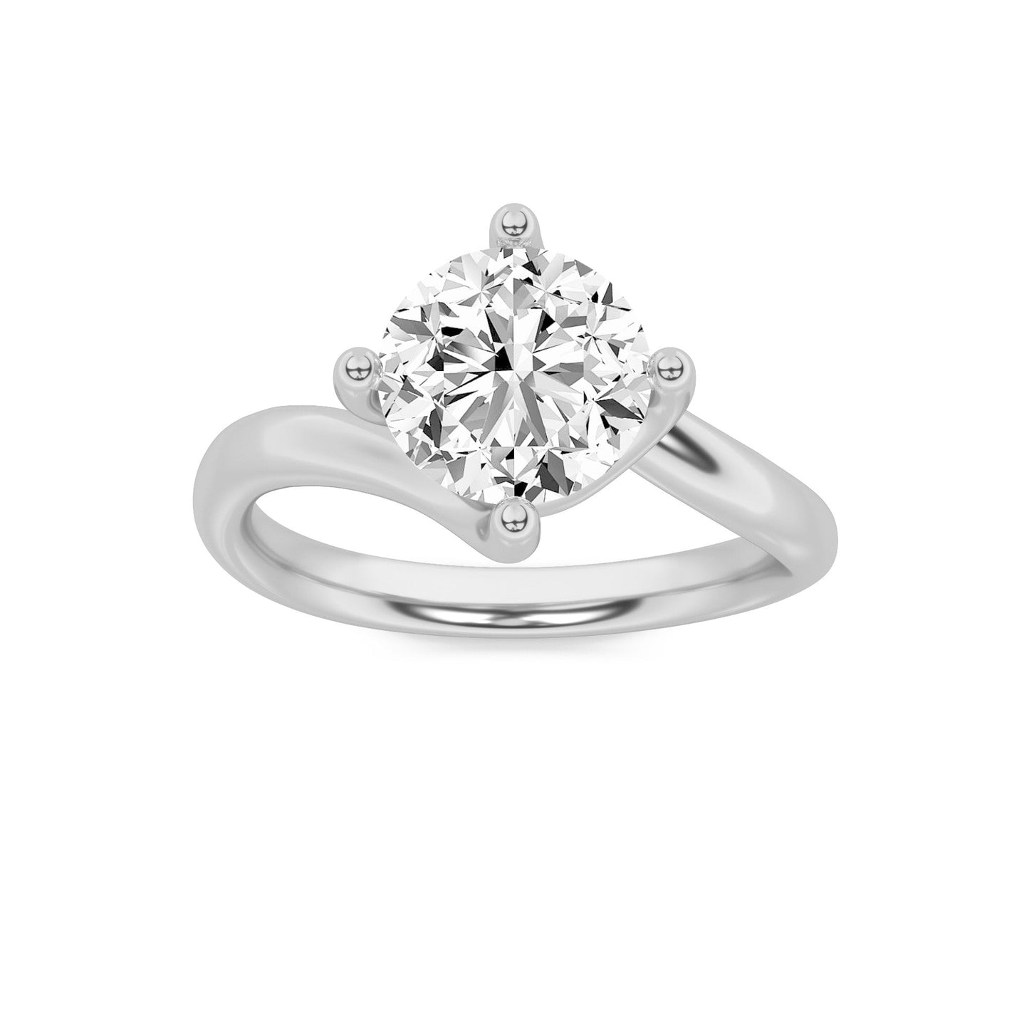 2Cttw Round Shaped Lab Grown Diamond (F/VS) Bypass Shank Engagement Ring in 14K Gold
