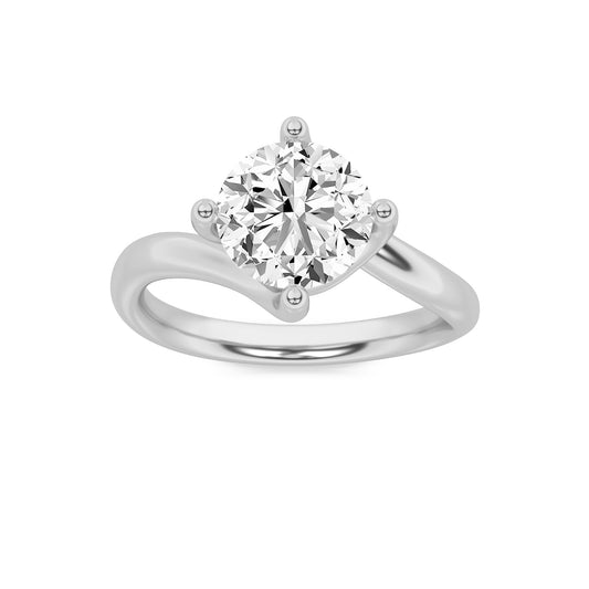 2Cttw Round Shaped Lab Grown Diamond (F/VS) Bypass Shank Engagement Ring in 14K Gold