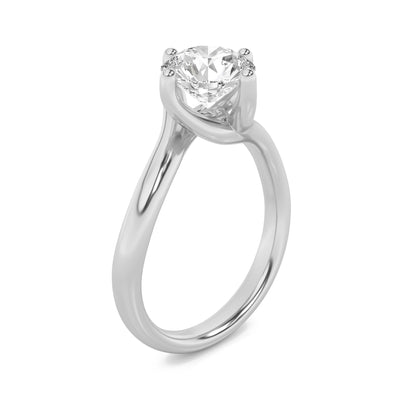 2Cttw Round Shaped Lab Grown Diamond (F/VS) Bypass Shank Engagement Ring in 14K Gold