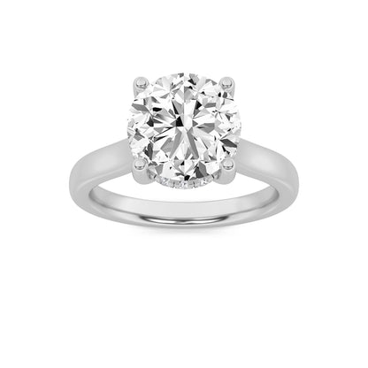 2Cttw Round Shaped Lab Grown Diamond (F/VS) HiddenHalo Cathedral Shank Engagement Ring in 14K Gold